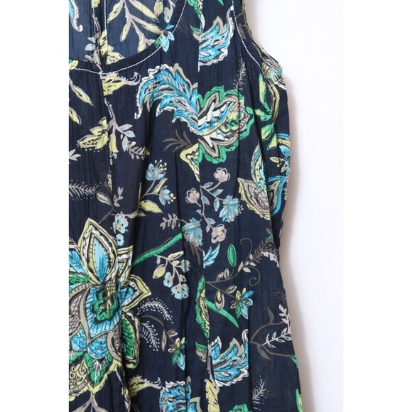 Cino Sleeveless Cotton Mini Dress Floral Print Blue Teal Womens Small NEW - Picture 5 of 12